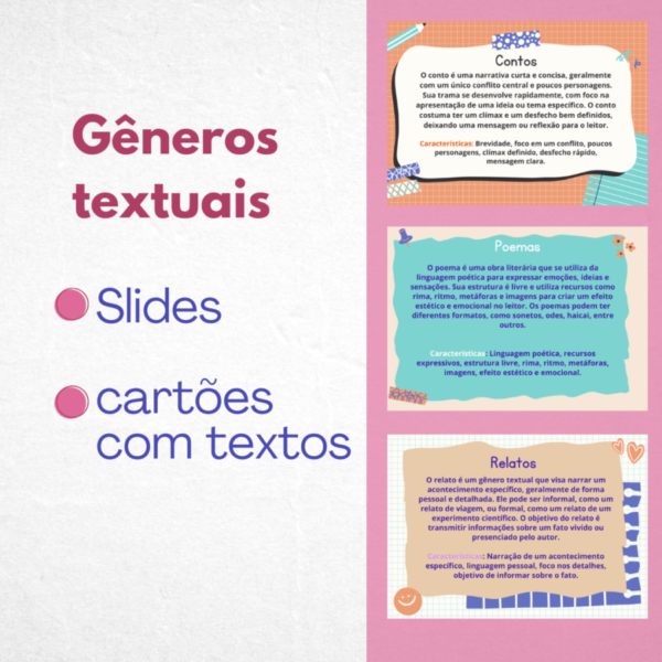 Gêneros textuais - Slides e textos